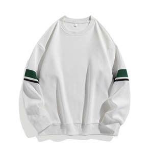 Men Crewneck Sweatshirt Loose Fit Color Block Striped Long Sleeve Pullover Casual Ribbed Cuffs Drop Shoulder Tops