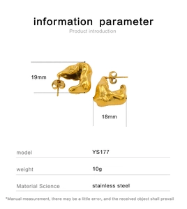 Detaillierte Größenangaben für goldene unregelmäßige hohl Creolen aus Edelstahl