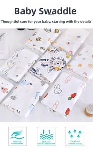 Collection of soft cotton swaddle blankets featuring cartoon lion and rabbit patterns
