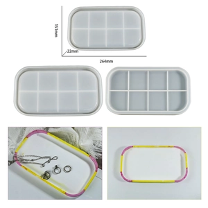 8-cavity rectangular silicone mold for DIY resin jewelry tray making with dimensions