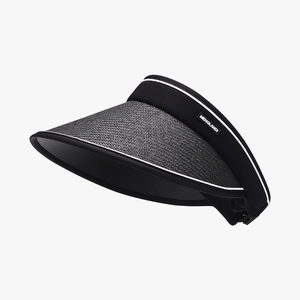 Stylish women's black straw woven sun visor with black glue UV protection coating