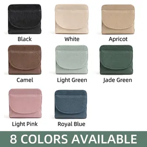Minimalist genuine leather RFID short wallet for women in eight versatile solid colors