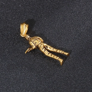 Golden soldier shooting figure pendant necklace made of 18K gold plated stainless steel
