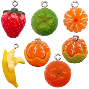 Acrylic Fruit Charms Pendants Simulated Strawberry Banana Orange Lime For DIY Jewelry Making Accessories Cute Bohemia Style