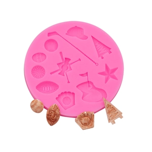 Roze siliconen vorm met sportthema voor golf baseball en rugby fondant decoraties