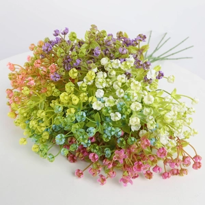 Vibrant artificial gypsophila bouquet with purple, pink, yellow, and blue flowers