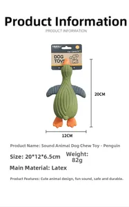 Detailed size specifications for the green latex squeaky penguin dog toy 20x12x6.5cm