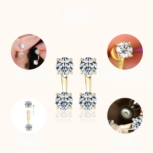 Detail view of S925 silver moissanite earrings with detachable dual-wear design