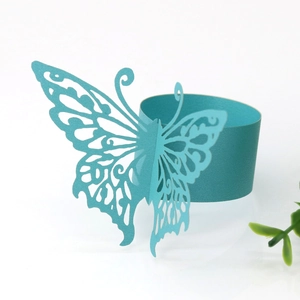 Detailed laser-cut butterfly napkin ring in Tiffany blue for elegant table decor
