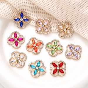 Four Leaf Clover Marquise Crystal Charms Alloy Rhinestone DIY Jewelry Making Sparkling Flower Decorative Pendants