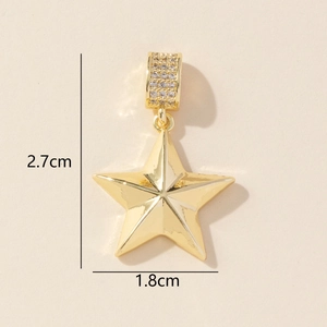 Detail of gold star pendant with micro-paved zircon bail, dimensions 2.7cm by 1.8cm