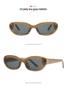 Macro detail of translucent jelly grey sunglasses frame C3 with metal hinge craftsmanship