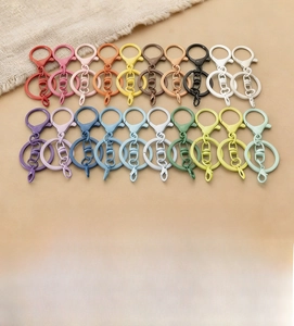 Colorful zinc alloy lobster clasp keyrings in various macaron colors for DIY jewelry making