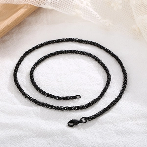 Collana a catena a spiga in acciaio inossidabile nero con chiusura a moschettone