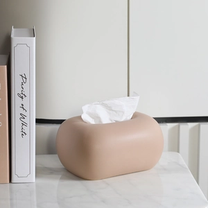 Boîte à mouchoirs moderne en céramique de style crème en beige mat pour le salon