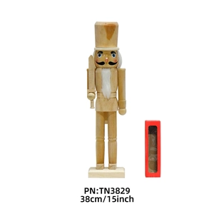 38cm natural wood nutcracker soldier figure with sword and classic red gift box display