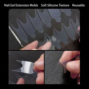 Reusable transparent soft silicone nail dual forms set for professional nail extension