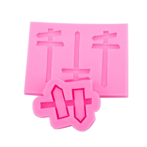 Moule en silicone rose avec panneaux indicateurs pour décor de gâteaux et artisanat