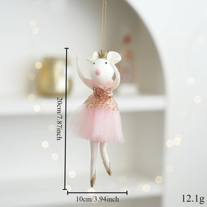 Dimensions de la souris décorative avec tutu rose et couronne 20cm x 10cm