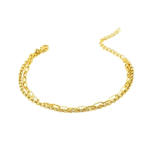 Minimalist double-layered 18K gold-plated stainless steel bracelet with adjustable chain
