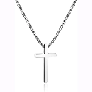 Classic Stainless Steel Cross Pendant Necklace Polished Finish Fashion Jewelry For Men And Women Hip Hop Style
