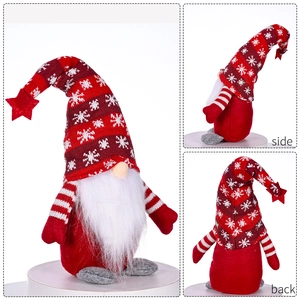 Multiple views showing the front, side and back of the Christmas gnome with snowflake hat