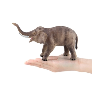 Realistic large elephant animal model toy with detailed texture held in hand for scale
