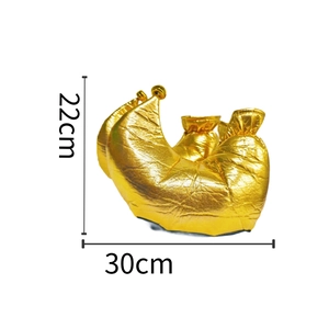 Detailed size view of gold clown shoe accessory showing 30cm width and 22cm height