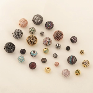 Sparkling pave copper zircon beads in assorted colors for DIY jewelry making
