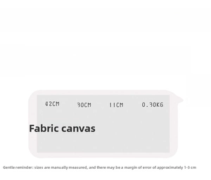 Size chart for the canvas backpack showing dimensions 42x30x11cm and light 0.3kg weight