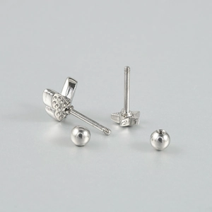 Polished stainless steel heart and star stud earrings with secure screw-on ball backs