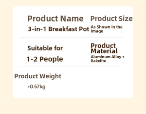 Detailed specifications of the lightweight 3-in-1 non-stick aluminum breakfast frying pan