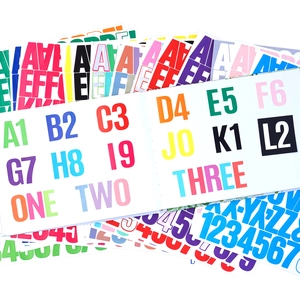Close-up of colorful 1.5-inch vinyl alphabet stickers for DIY gifts and posters decoration