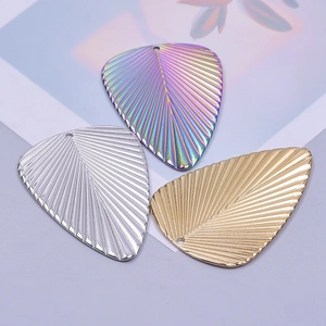 Minimalist 18k gold and rainbow leaf pendants for DIY jewelry and necklaces