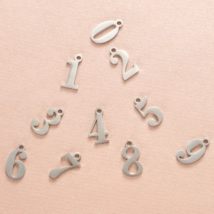 Silver stainless steel number charms set 0-9 for DIY jewelry making and necklaces