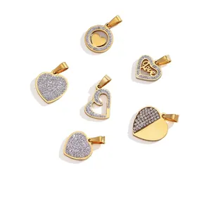 Heart Pendant 316L Stainless Steel 18K Gold Plated With Zircon Hollow Love Design Elegant Jewelry Charm For Women