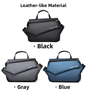 Three-color comparison of waterproof messenger bags in black, grey, and blue colors