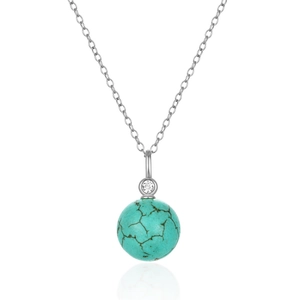 Detailed macro view of 925 sterling silver chain with a turquoise sphere pendant
