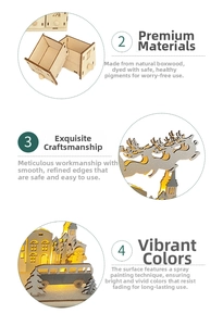 Detail of wooden Christmas advent calendar drawers and laser-cut reindeer with LED lights