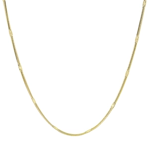 Classic gold flat snake chain necklace in stainless steel on a white background
