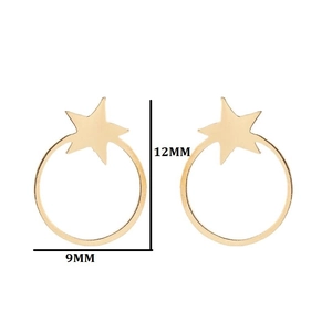 Goldene Stern-Ohrstecker für Damen aus Edelstahl, Maße 12MM Höhe und 9MM Breite im Detail