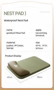 Guía de tamaños para cama de perro impermeable con almohada de cuero verde para mascotas
