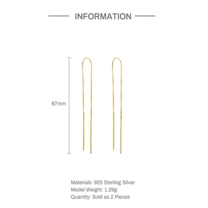 Macro detail of 67mm long S925 sterling silver tassel earrings with 18K gold finish