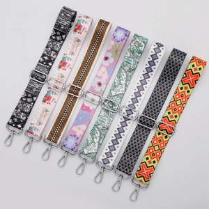 Adjustable wide replacement bag straps in various ethnic and geometric patterns