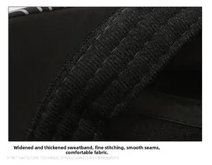 Macro detail of widened sweatband with reinforced stitching on men's winter cap