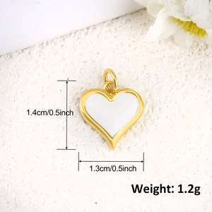 Detail showing dimensions of the gold-plated heart pendant with white center inlay