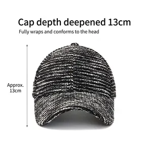 Tweed baseball cap with 13cm deep crown design for full head coverage and snug fit