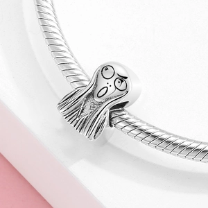 Charm personnage de dessin animé vintage en argent S925 sur bracelet chaîne serpent