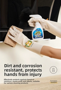 Waterproof cleaning gloves with cute squirrel print used for kitchen surface scrubbing