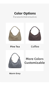 Detailopname van gevlochten hobo-tassen in grenen thee, koffie en warmgrijs faux suède